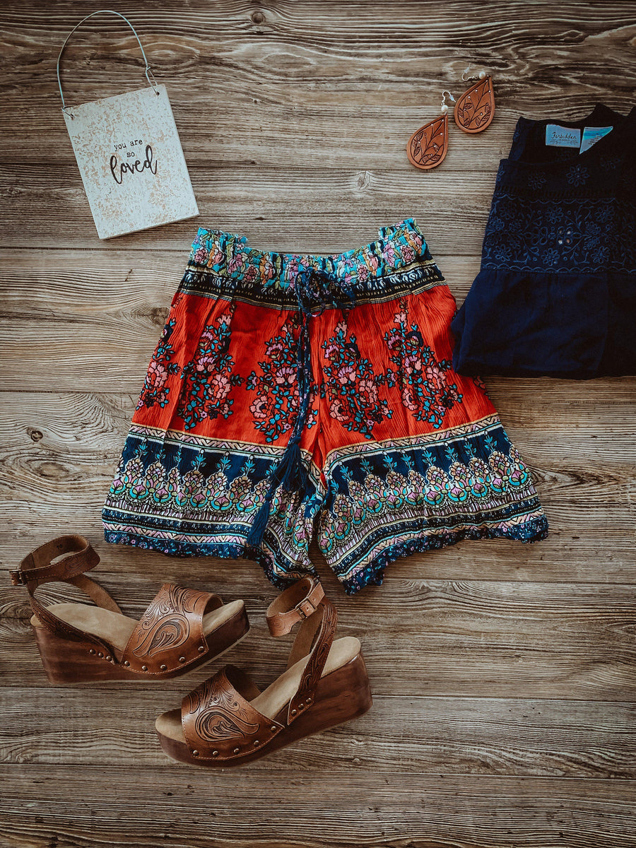 Red Bohemian Shorts