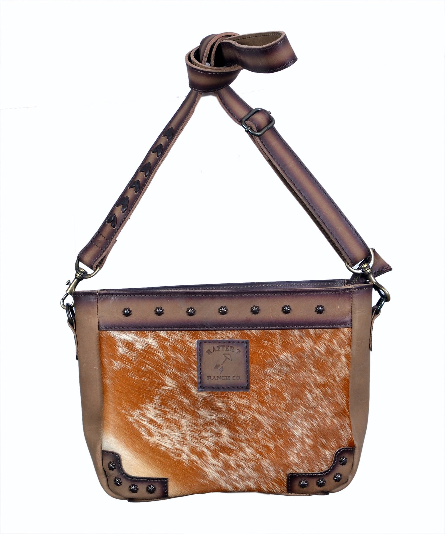 Crossbody with Brown and White Hair on Hide