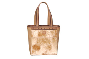 Large Brown and White Cowhide Tote
