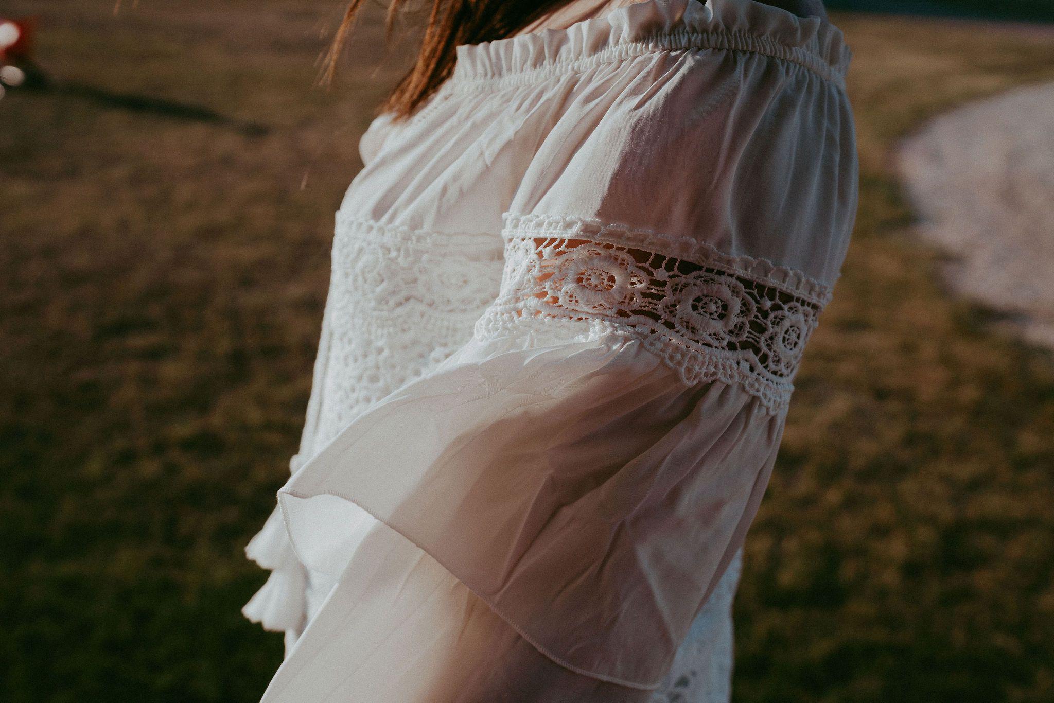 Tiered Off White Lace Blouse