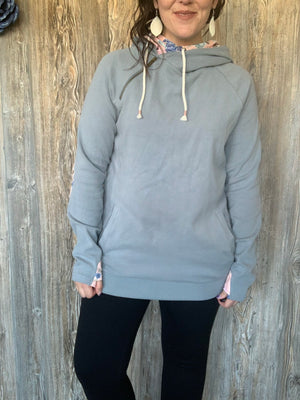 Ampersand Ave Doublehood Sweatshirt - Floral Elbow Patch