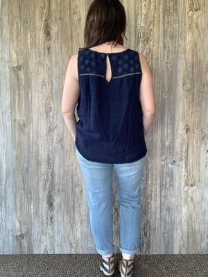 Navy Tank Top with Lace