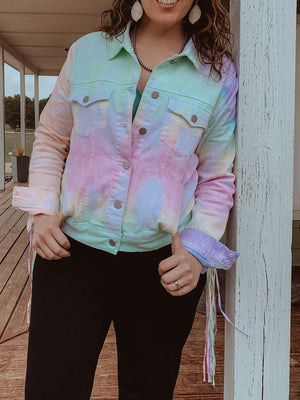 Newest corduroy jacket 😍 Dye over ice on a rack that was slightly inclined  : r/tiedye