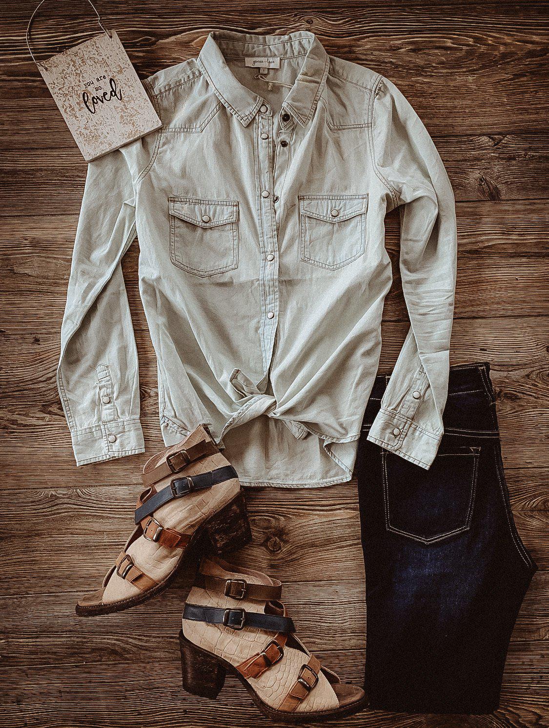 Everyday Chambray Shirt~Regular and Curvy Collection