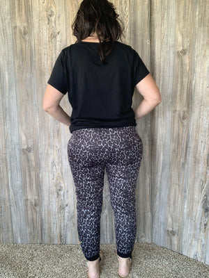 Embroidered Leopard Joggers