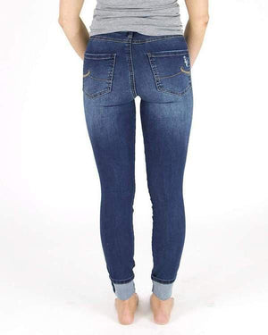 Nikki Button Fly Distressed Cuffed Jeggings