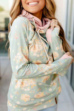 Ampersand Avenue Soft Green Floral Hoodie